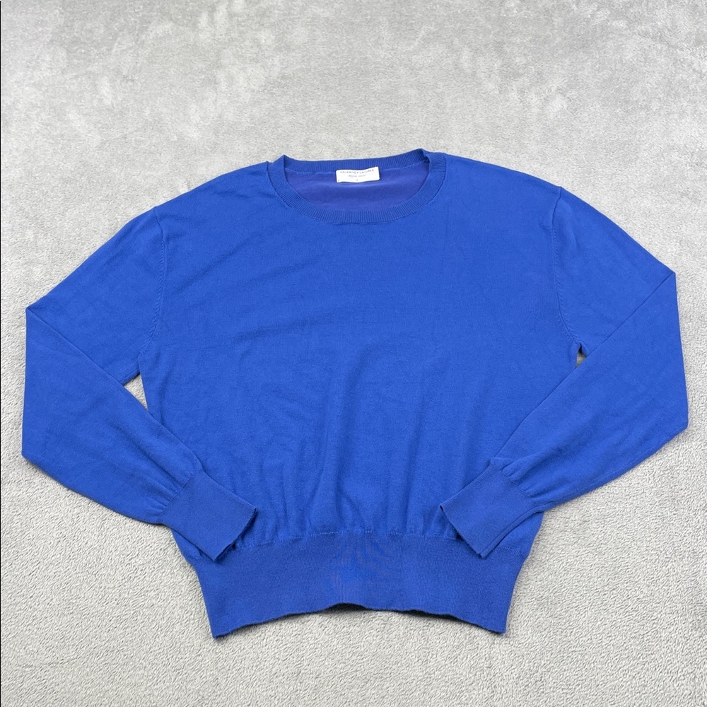 Majestic Filatures 2 Small Organic Cotton Stretch Women's Crew Neck Blue Sweater